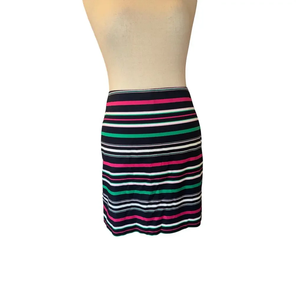 Talbots Skirt | Navy‎ Striped | Side Zip | Lined | Petite 14